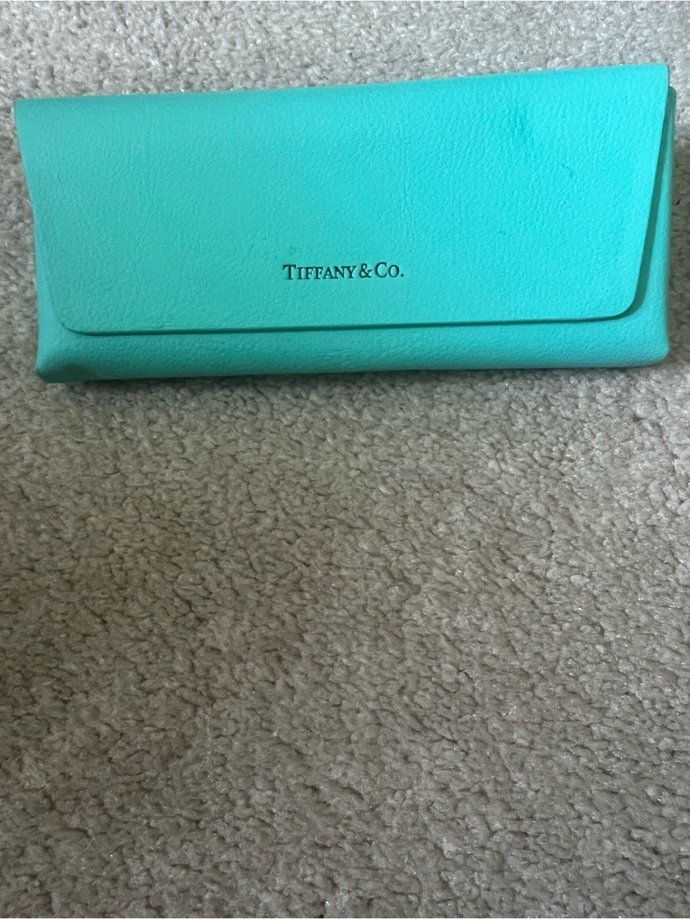 Tiffany & Co. turquoise leather eyeglass pouch